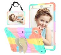 HOGENL Funda para iPad 10,2 Pulgadas 9.ª/8.ª/ 7.ª Generación 2021/2020/2019, iPad 10.2 Case Dura Cubierta Protectora Carcasa con Plegable Soporte de Mariposa & Correa para el Hombro, Colorido