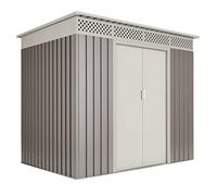Hoggar - Caseta Metálica Jardín 3,02m2 - Respiraderos para Evitar Condensación - Techo Inclinado - Garantía 10 Años Anticorrosión - Topo Beige - Cobertizo Resistente Metal Almacenaje Exterior