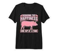Hogging The Happiness One Pig Dueño Animales de Granja Cría de Cerdos Camiseta Premium
