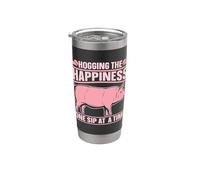 Hogging The Happiness One Pig Dueño Animales de granja Cría de cerdos Vaso térmico de acero inoxidable de doble pared