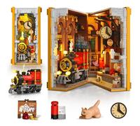 HOGOKIDS Estación de Tren Mágica Rincón de Libro Set de Construcción con Luz, 1300 Sujetalibros para Estantería y Decoración del Hogar, Regalos para Adultos, Niños y Niñas