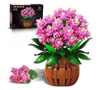 HOGOKIDS Juego de construcción bonsái Kalanchoe Flores - 901 Piezas Plantas Artificiales botánico para decoración del hogar Oficina Bloques Flores Juguete para exhibir Regalo Navidad para Adultos