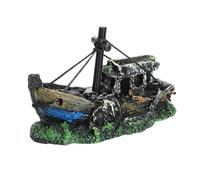 hogtnd Acuarios creativos buques de guerra naufragios adornos multifuncionales para acuarios, accesorios de cueva, acuarios, barco pirata hundido