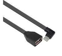 hogtnd Cable adaptador USB tipo C a 2.0 portátil de 90 grados en ángulo/recto para smartphone y juegos, cable de datos negro tipo C a