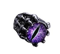 hogtnd Forma de ojo de lobo, diseño de demonio, anillos ajustables, apertura, textura de aleación, adecuado para fiestas festivas, con huellas de lobo y demonios, apertura de ojos, ajustable, como se