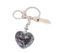 hogtnd Llavero romántico en forma de corazón con marco de fotos hecho de cristales de piedra natural, blanco y negro, Talla única