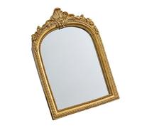 hogtnd Marco decorativo de flores talladas arqueadas en resina para espacios de vida, espejo arqueado antiguo, moderno, cubierta para el hogar