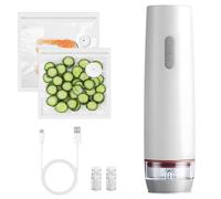 hogtnd Sellador al vacío de mano que ahorra dinero con 30 sacos reciclables de cortesía, transportables para almacenamiento de alimentos, disminución de residuos, extensión de innovación para el hogar