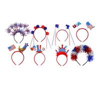 Hogvinnatil Boppers Patriotic Head, banda para el Día de la Independencia - Los sombreros para fiestas de bandera cuentan con azul, rojo, accesorios del Memorial de 8 parejas y accesorios del 4