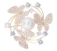 Hogvinnatil Broche de moda para mujer, broche de mariposa para mujer, diseño de flores de perlas para mujer, accesorio de ropa compacto para hermana, madre, abuela, hija, Siehe Beschreibung, Metal,