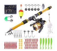 Hogvinnatil Caña de Pescar Niño | Bastón telescópico Portátil,Set Carrete 180 cm Kayak Agua Salada Trucha Lucioperca Silure Principiantes Viaje Camping Senderismo