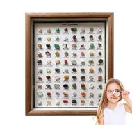 Hogvinnatil Colección de piedra, kit de minerales - 80x Gémicos crudos portátiles para la recolección,Kit de identificación, decoración del hogar, de piedra de marco de madera para amantes de