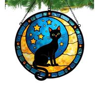 Hogvinnatil - Colgantes de gato y luna de acrílico para pared, decoración estética, para casa, dormitorio, sala de estar, café y estudio