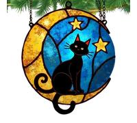 Hogvinnatil Gato | Decoración de Pared de acrílico Colgantes Luna y Gato,Decoraciones estéticas para el hogar, Dormitorio, Sala de Estar, café y Estudio