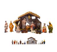 Hogvinnatil Juego de Belén navideño de 3,48 cm de alto, juego de Natividad de Jesús | Decoraciones religiosas de resina para iglesia, hogar, mesa, jardín al aire libre