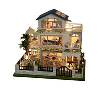 Hogvinnatil Kit para crear casas en miniatura | Kit para crear una pequeña villa, modelo 3D de madera con luces LED - Juego artesanal hecho a mano para amigos, familia, niños y adultos