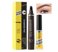 Hogvinnatil Lápiz de cejas, lápiz de cejas, lápiz de cejas resistente a las manchas y al sudor - tenedor de 4 dientes lápiz líquido de maquillaje de cejas con gel de cejas