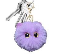 Hogvinnatil Llavero - Llavero suave con forma de gatito con bola de peluche | Decoración coleccionable para niñas y amantes de los animales, ideal para viajes, desplazamientos y, violeta,