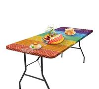 Hogvinnatil Mantel de camping para mesa de pícnic, mantel geométrico de camping para pícnic, manta geométrica de franela, protección para muebles de terraza, resistente al viento, impermeable y