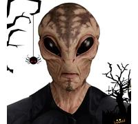 Hogvinnatil Máscara de cara extraterrestre realista,Máscara de extraterrestre de cara completa, aterradora espeluznante - de terror aterradora para cosplay, máscara de fantasía con