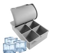 Hogvinnatil - Molde para cubitos de hielo cúbicos de silicona con 6 cavidades con tapa, herramienta para cubitos de hielo fácil de desmoldar para jugo de whisky vino
