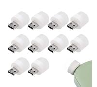 Hogvinnatil pequeña luz de enchufe USB, pequeña luz de noche USB - Juego de 10 pequeñas luces LED - Bombilla USB, lámpara de atmósfera de hogar blanca cálida LED para vivero, dormitorio