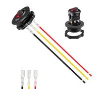 Hogvinnatil Pequeños interruptores de balancín, interruptores de balancín redondos | 12V 3 vías redondas Rocker Switches | Monte de fijación de tuercas con cables previamente cableados, botón