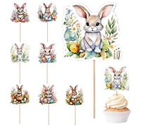Hogvinnatil Picks Cupcake con temática de conejo, decoración de cupcakes de conejito | Cute Food Rabbit 8 Styles Colorful - Decoraciones para tartas, decoración de pasteles para el día de Pascua para