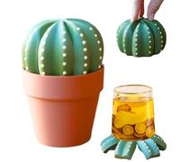 Hogvinnatil Posavasos para Bebidas | Portavasos de Cactus con Base para Maceta,Alfombrilla Antideslizante Divertida 9 x 15 cm para Cocina Sala Fiestas Bebidas