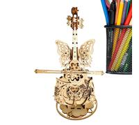 Hogvinnatil Puzzle 3D Caja Musical Violonchelo | Violonchelo Caja Musical De Madera Puzzle 3D,Kit Construcción Artesanal con Mariposas para Niñas y Niñas