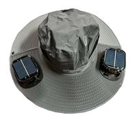 Hogvinnatil Sombrero con ventilador - Sombrero con ventilador transpirable de energía solar - Protección UV fresco ligero para mujer hombre Golf Senderismo Playa Viajes Jardinería, gris, Large