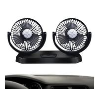 Hogvinnatil Ventilador eléctrico para coche, ventilador de coche portátil | Ventilador eléctrico de doble cabezal | Dispositivo de enfriamiento automático con 3 velocidades de viento, rotación a