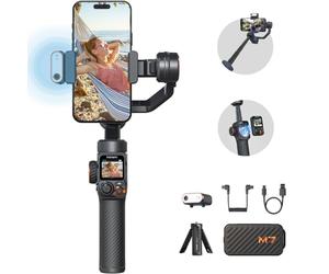 hohem iSteady M7 Estabilizador de Móvil Gimbal para iPhone, Luz de Relleno magnética AI Tracker, Mando a Distancia táctil Desmontable, Alargadera incorporada, 500g Carga útil, Gimbal para Móvil
