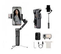 Hohem iSteady V3 Gimbal Estabilizador, Seguimiento AI Magnético, Control Remoto Desmontable, Gimbal para Smartphone de 3 Ejes con Vástago Telescópico Integrado y Trípode(Negro)