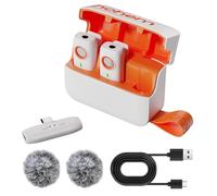 hohem Micrófono Lavalier inalámbrico MIC-01 para Puerto Tipo C,cancelación de Ruido,Ranura para Tarjeta TF integrada,Control Remoto para transmisión en Vivo,entrevistas, grabación de Video(Bianco)