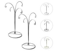 HOHIYA Soporte de exhibición de adorno de 12 pulgadas gancho para colgar alambre de hierro en espiral para bola de cristal bolas de Navidad 4 brazos plata 2 unidades