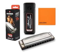 Hohner Harmonica Special 20 Key C Progressive Series 560PBXC 10 agujeros, paquete con estuche duro, mini collar de armónica Juliet Music paño de pulido