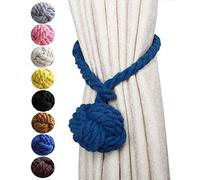 HoHnH 4 alzapaños para cortina, color azul, hecho a mano, cuerda de algodón natural para cortinas, soportes decorativos rurales (4, azul)
