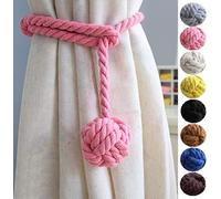 HoHnH 4 alzapaños para cortina, hechos a mano, cuerda de algodón natural para cortinas, soportes decorativos rurales (4, rosa)