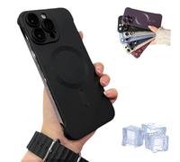 Hohny Frameless Magnetic Adsorption Bare Phone Sensation Case, Metallic Paint Frameless Magnetic Phone Case For iPhone 15 14 13 12 Pro MAX Plus (For iPhone15Promax,Black)