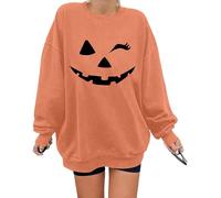 hohololo Jersey de Halloween para mujer, de gran tamaño, para Halloween, calabaza, naranja1, S