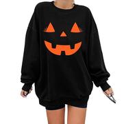 hohololo Jersey de Halloween para mujer, de gran tamaño, para Halloween, calabaza, Negro2, S