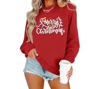 hohololo Sudadera de Navidad para mujer, suéter de Navidad Merry Christmas Light Jersey, Rojo2, XL