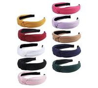 Hohopeti 10 piezas Diademas Anudadas de Algodón para Mujer y Niña Diseño Sencillo de Colores Reutilizables Cómodas y Suaves para Uso Diario y Cuidado Facial