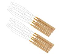 Hohopeti 10 piezas Ganchos para Extensiones Cabello con Mango Madera Antideslizante Herramientas para Tirar Hilo Micro Anillos Accesorios para Peluquería y Bricolaje de Trenzas y Pelo