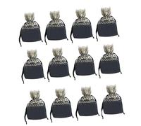 Hohopeti 12 piezas Bolsa de Almacenamiento con Cordón Negra y Dorada para Joyas y Pequeños Regalos Bodas y Fiestas Bolsa de Regalo Reutilizable y Práctica para Organización