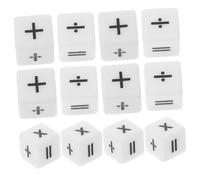 Hohopeti 12 Piezas Dados Matemáticos para Enseñanza con Signos de Cálculo Resistentes y Pulidos Educativo para Escuela y Casa para Aprendizaje de Operaciones Básicas