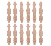 Hohopeti 12 Pilares Columnas Romanas de Madera Maciza sin Teñir, Poste de Barandilla para Escaleras Interiores y Puentes Pequeños, Remates Vintage Decorativos, 8.5x1.8 Cm, Pack 12 Unidades