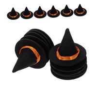 Hohopeti 16 piezas Mini Sombreros de Bruja Negros de Fieltro para Decoración de Botellas Adornos Miniatura para Muñecas Accesorios Festivos para Halloween y Fiestas Casa