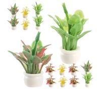 Hohopeti 16 Piezas Miniature Resin Dollhouse Plants Realistic Fake Bonsai Potted Ornaments For Indoor Mini Gardens Compact Decorative Greenery Figures For Desk and Shelf